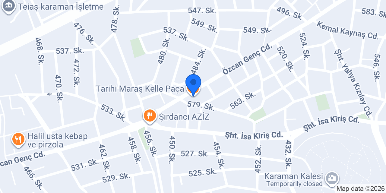 Tarihi Maraş Kelle Paça konumu