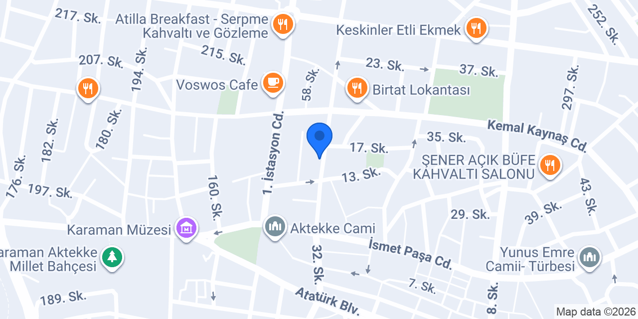 Levent Börek Karaman konumu