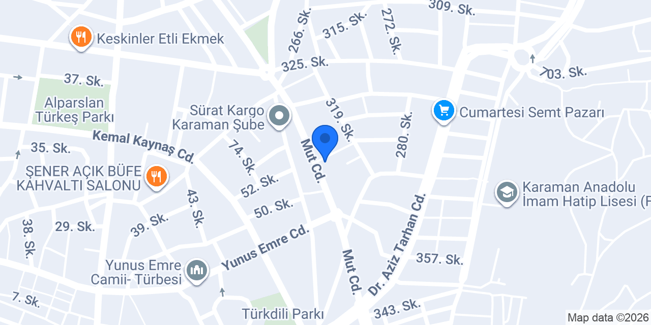 Özmert Sürücü Kursu konumu