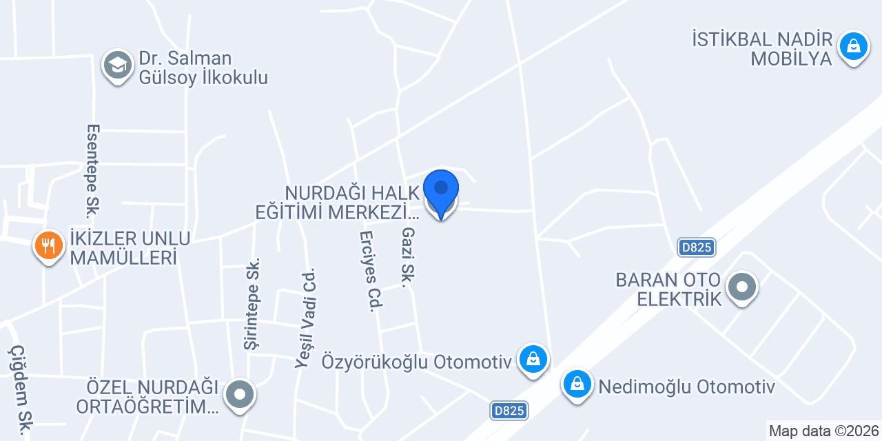 NURDAĞI HALK EĞİTİMİ MERKEZİ MÜDÜRLÜĞÜ konumu