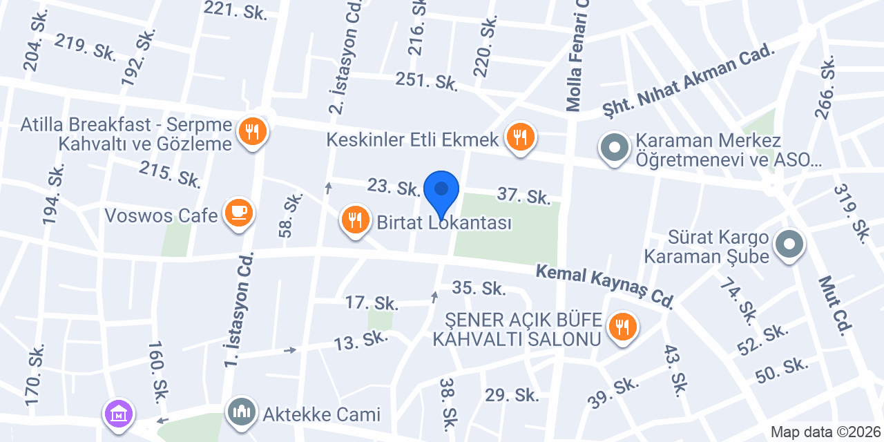 Zerda Çiçekçilik Karaman konumu