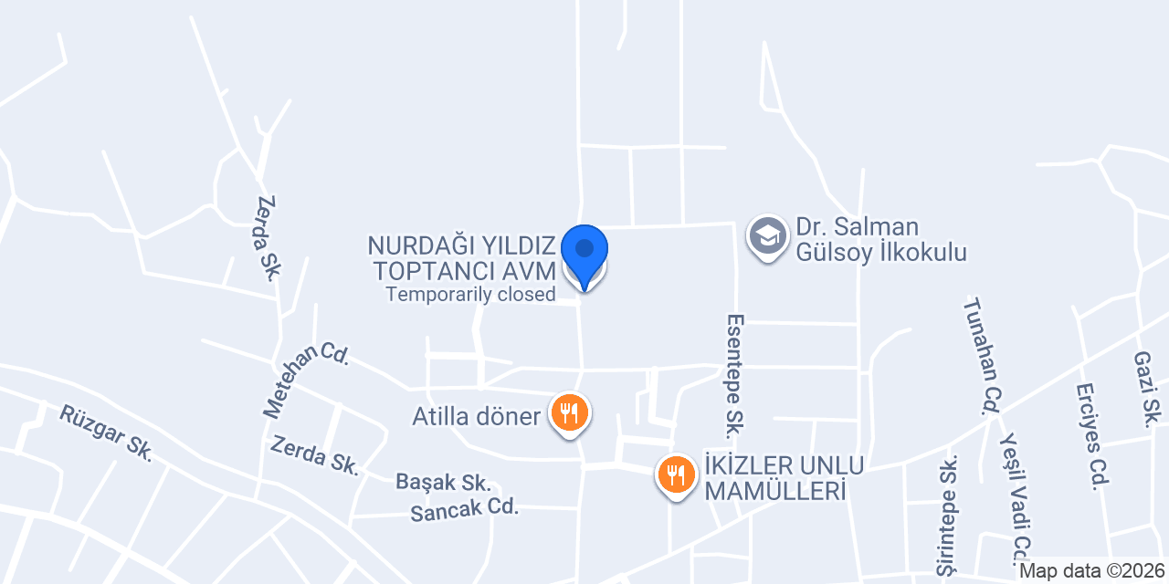 NURDAĞI YILDIZ TOPTANCI AVM konumu