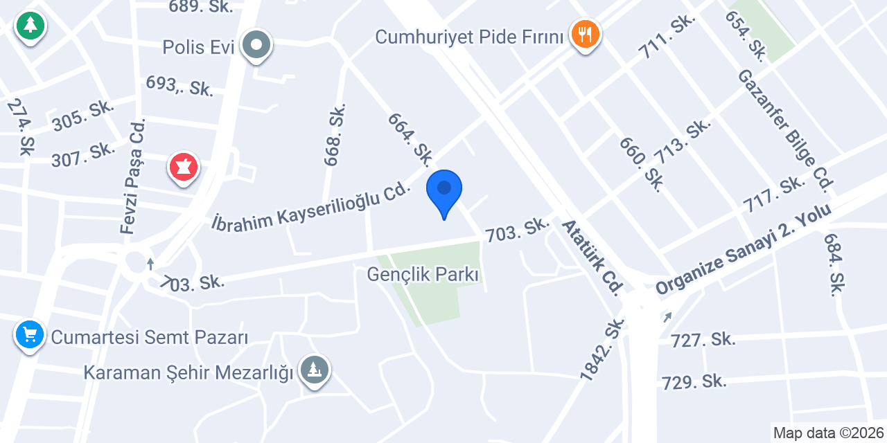 Karaman İl Emniyet Müdürlüğü konumu