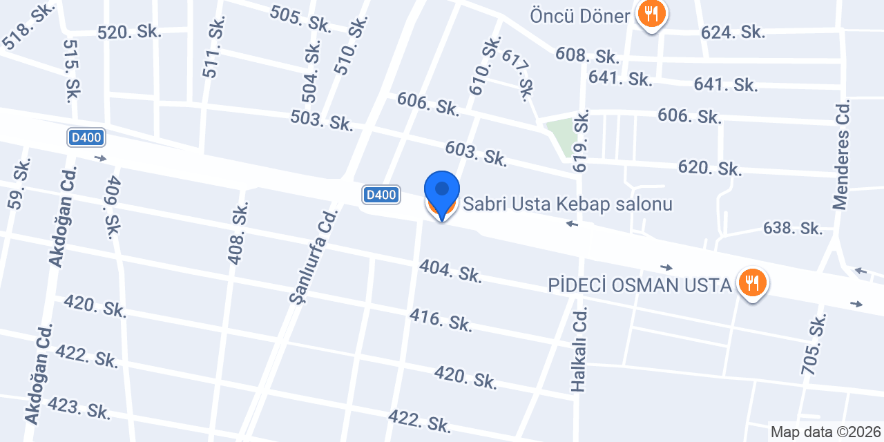 Sabri Usta Kebap salonu konumu