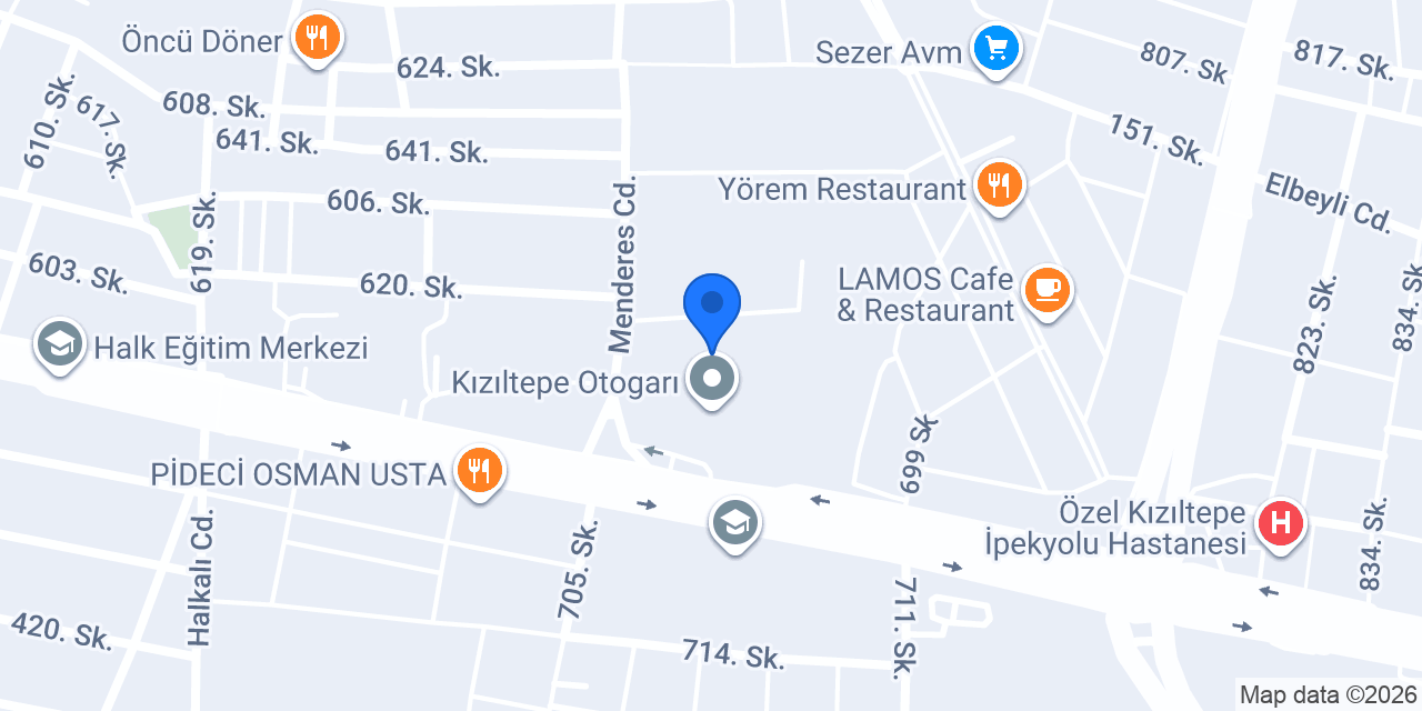 Martur Kızıltepe Otogar konumu