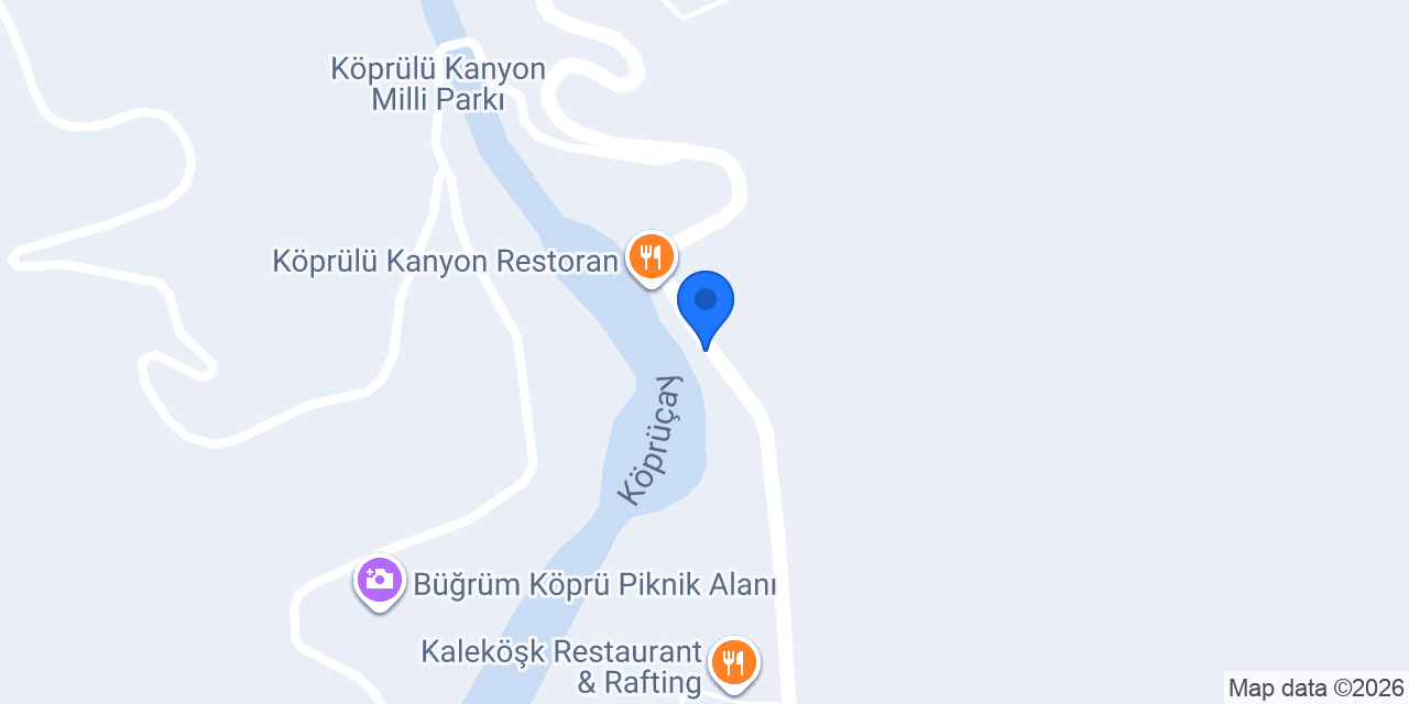 Çağlayan rafting konumu
