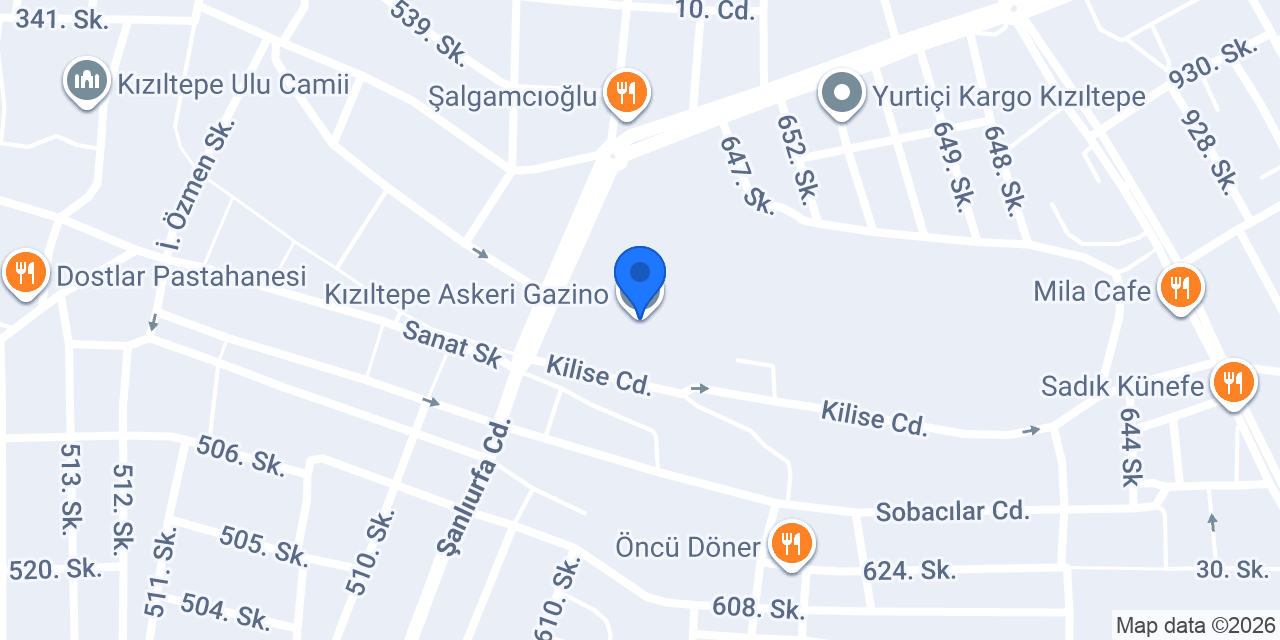 Kızıltepe Askeri Gazino konumu