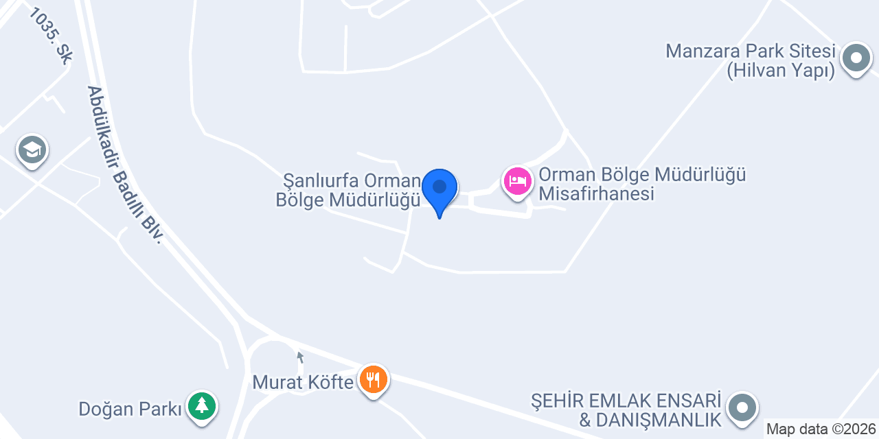 Şanlıurfada Orman İşletme Müdürlüğü konumu