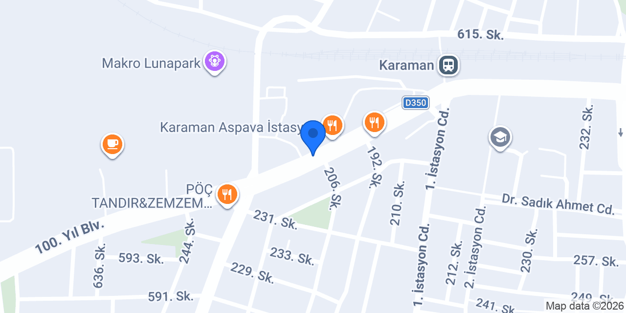 Karaman Aspava İstasyon konumu