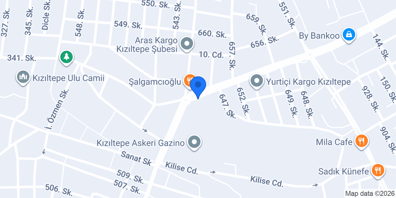 Kızıltepe Parke Dekorasyon konumu