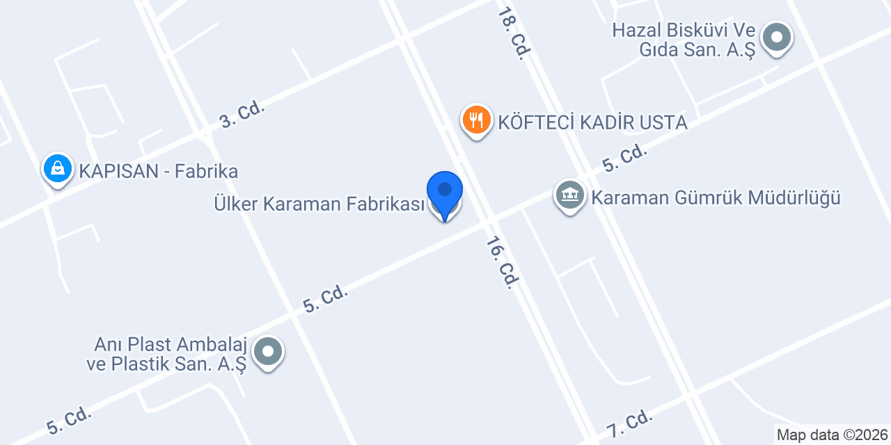 Ülker Karaman Fabrikası konumu