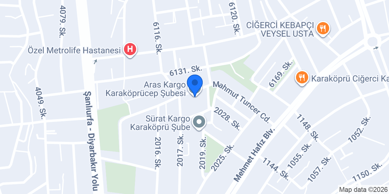 Aras Kargo Karaköprücep Şubesi konumu