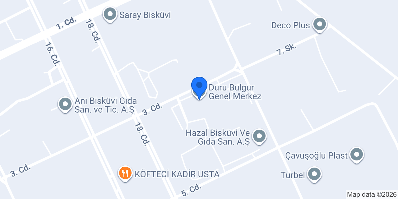 Duru Bulgur Genel Merkez konumu
