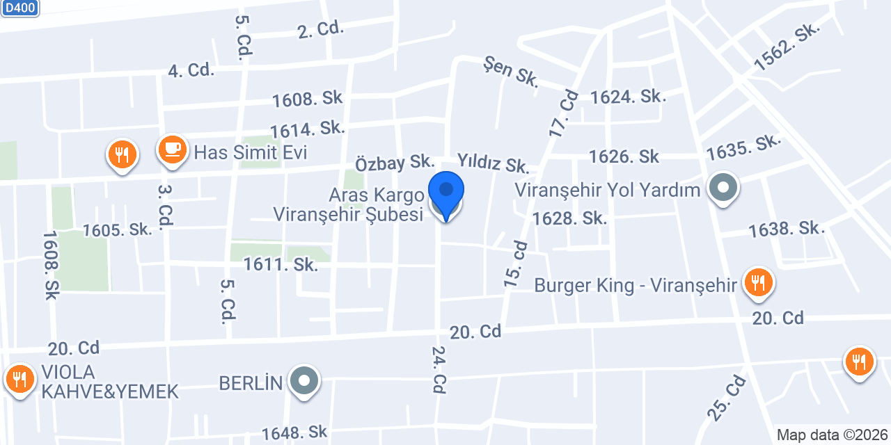 Aras Kargo Viranşehir Şubesi konumu