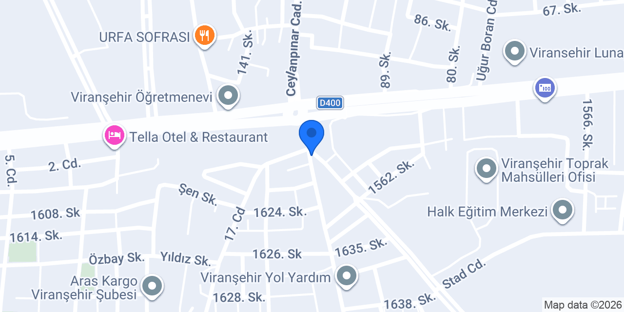 VİRANŞEHİR DÖRTYOL TAKSİ konumu