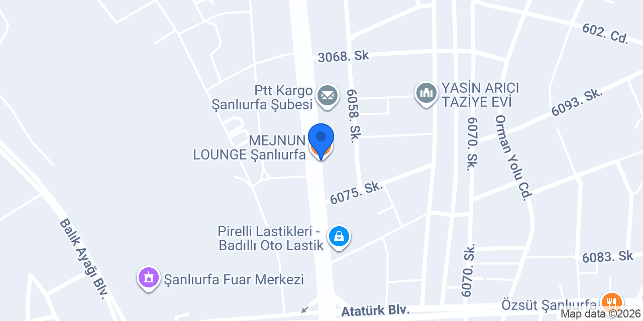 MEJNUN LOUNGE Şanlıurfa konumu