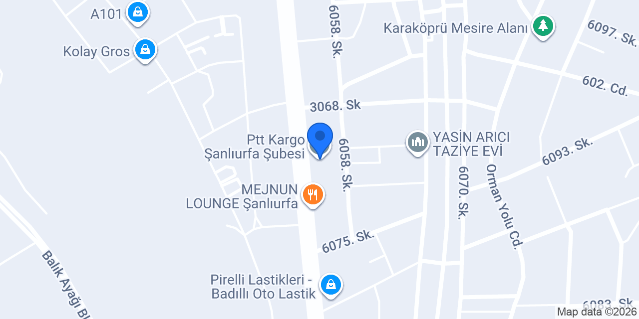 Ptt Kargo Şanlıurfa Şubesi konumu