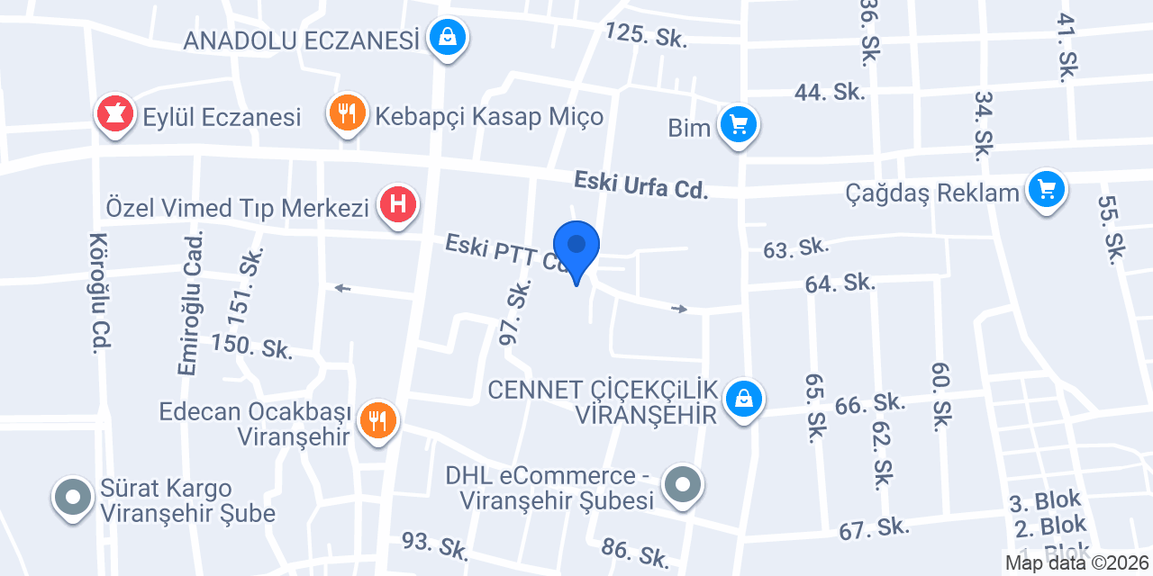 ÖZEL VİRANŞEHİR TIP MERKEZİ konumu