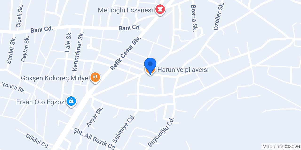Haruniye pilavcısı konumu