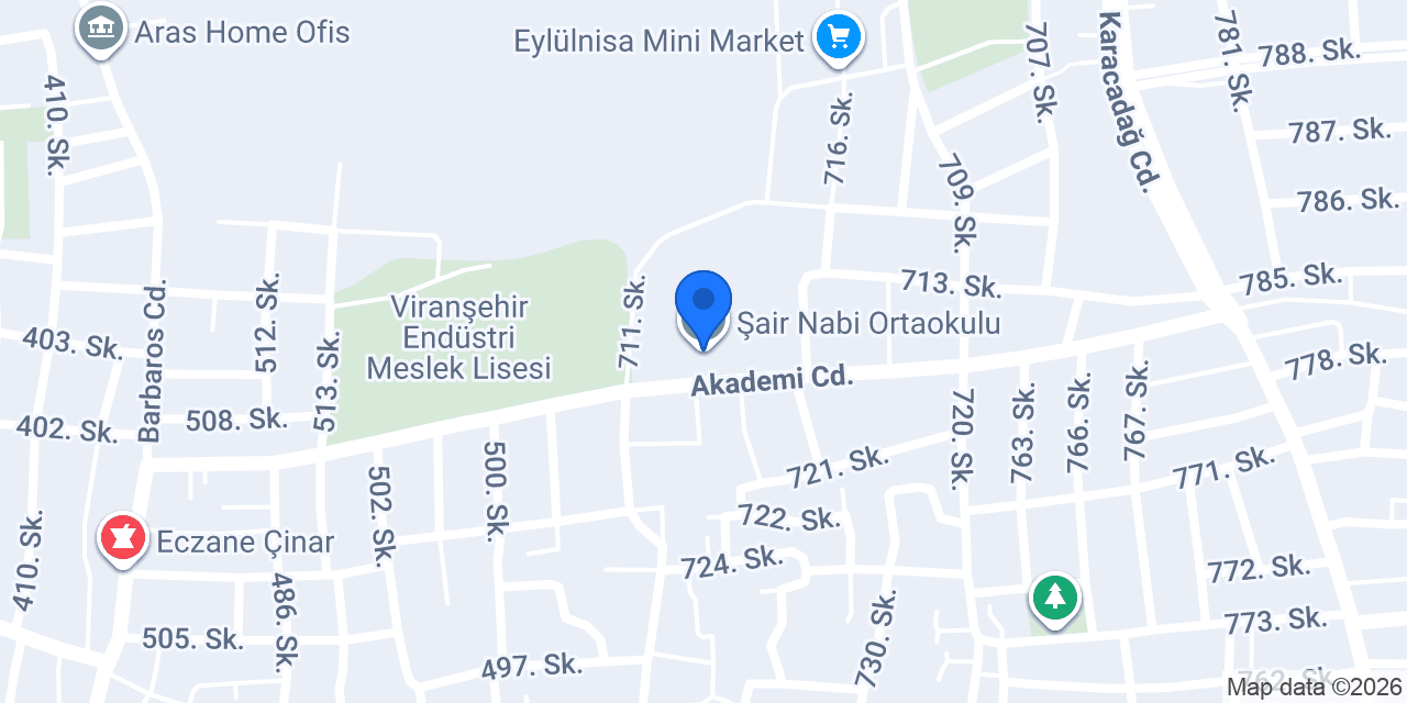 Şair Nabi Ortaokulu konumu