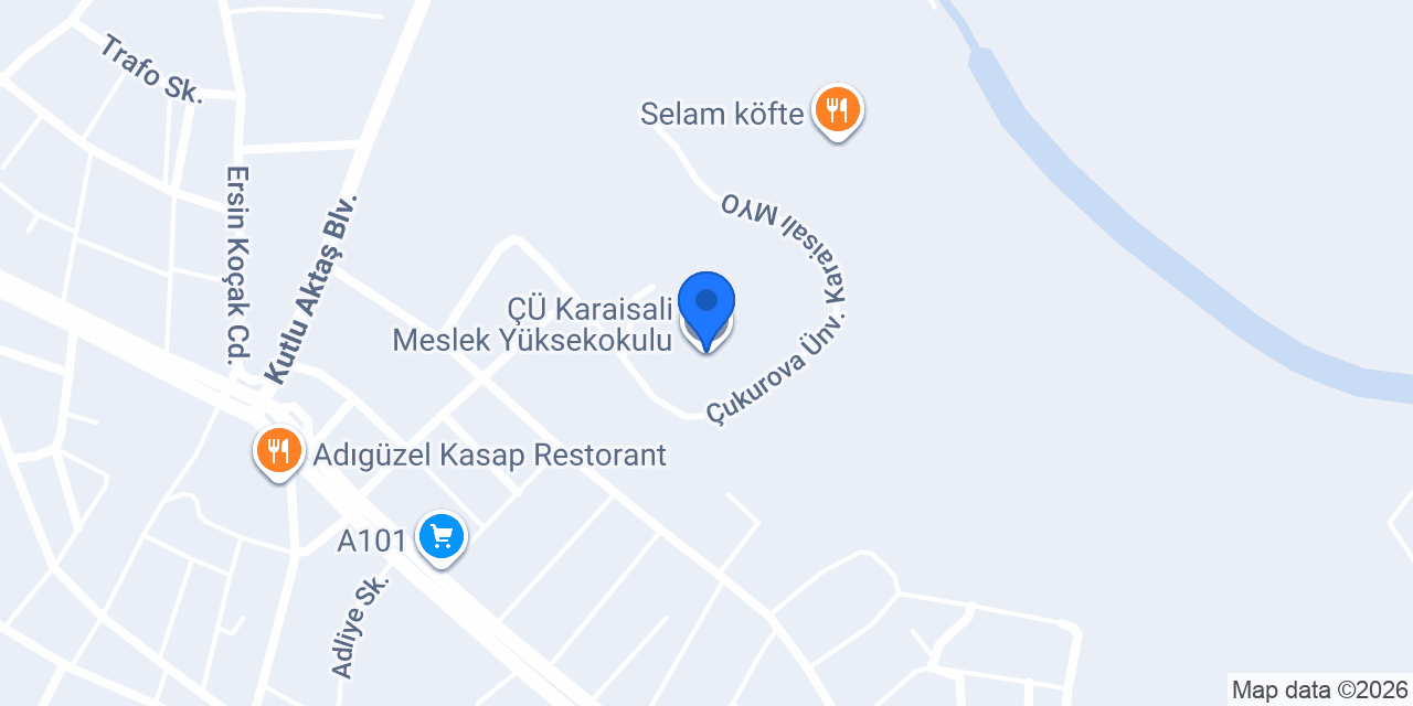 ÇÜ Karaisali Meslek Yüksekokulu konumu