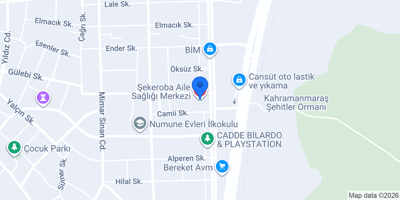 Şekeroba Aile Sağlığı Merkezi konumu