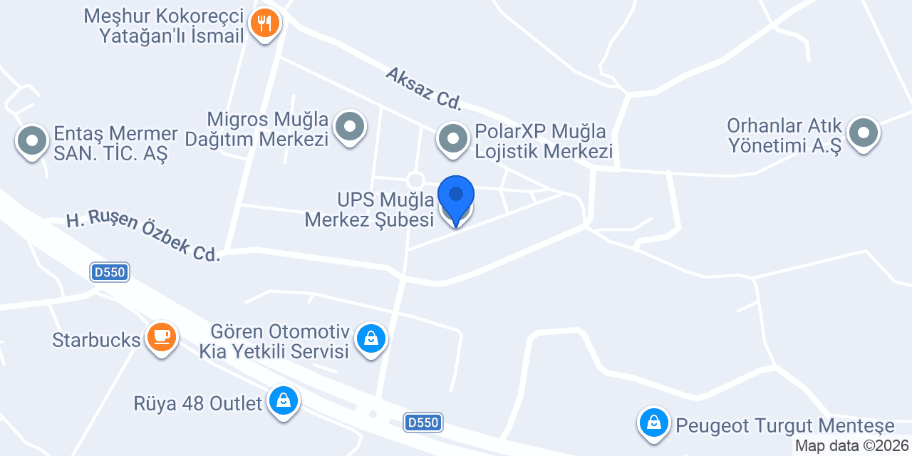 UPS Muğla Merkez Şubesi konumu