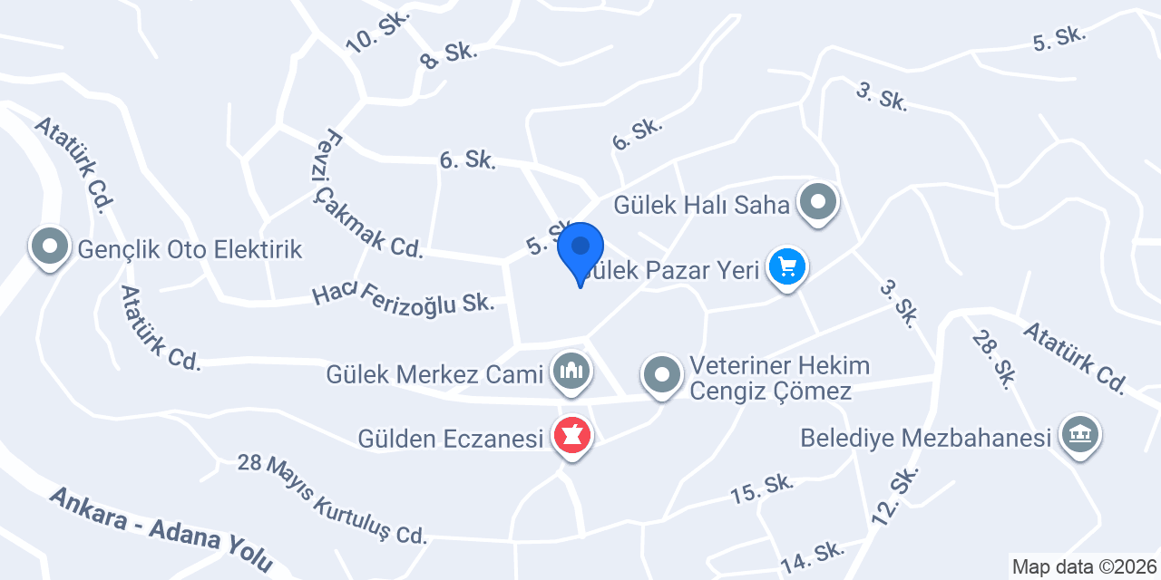 Ptt-gülek Şubesi konumu