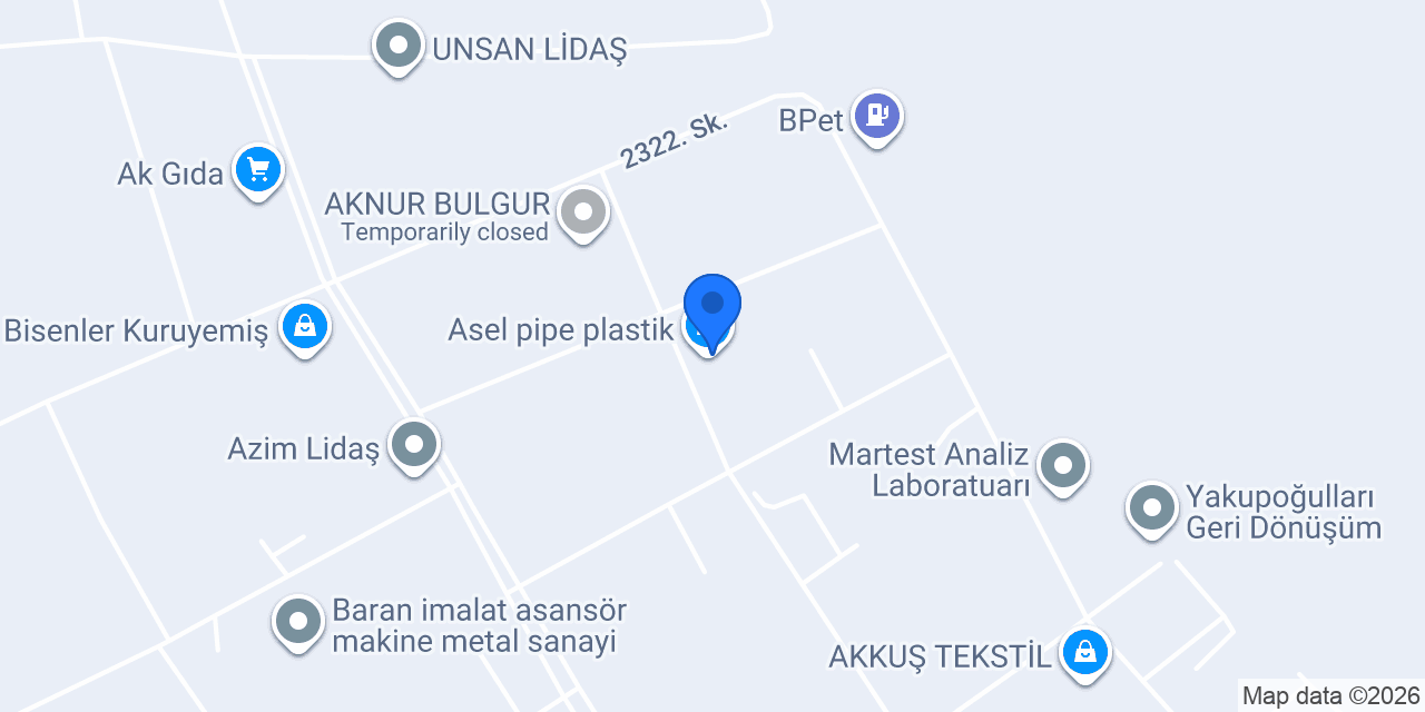 Asel pipe plastik konumu