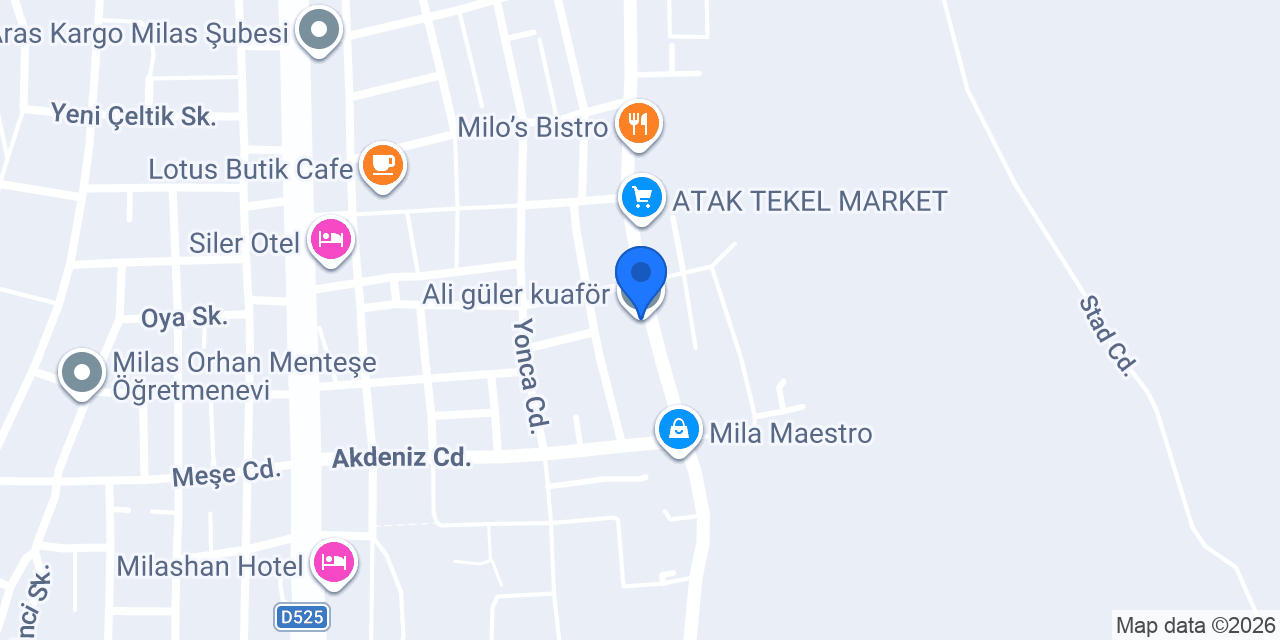 Ali güler kuaför konumu