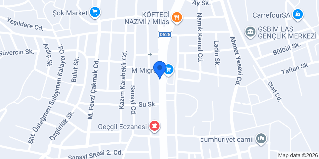 Levent Börek Milas konumu