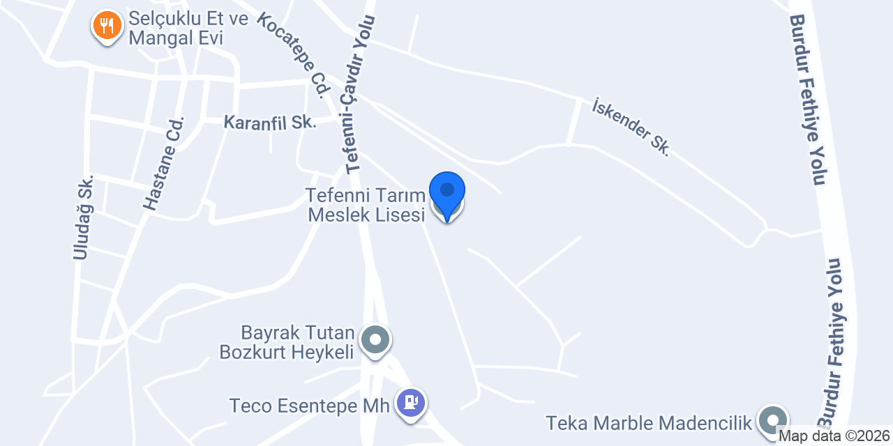 Tefenni Tarım Meslek Lisesi konumu