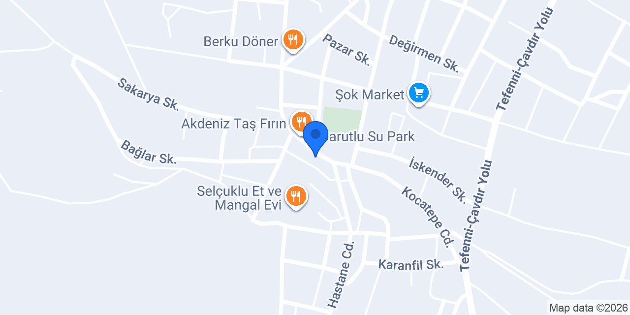 Şekerbank Tefenni Şubesi konumu