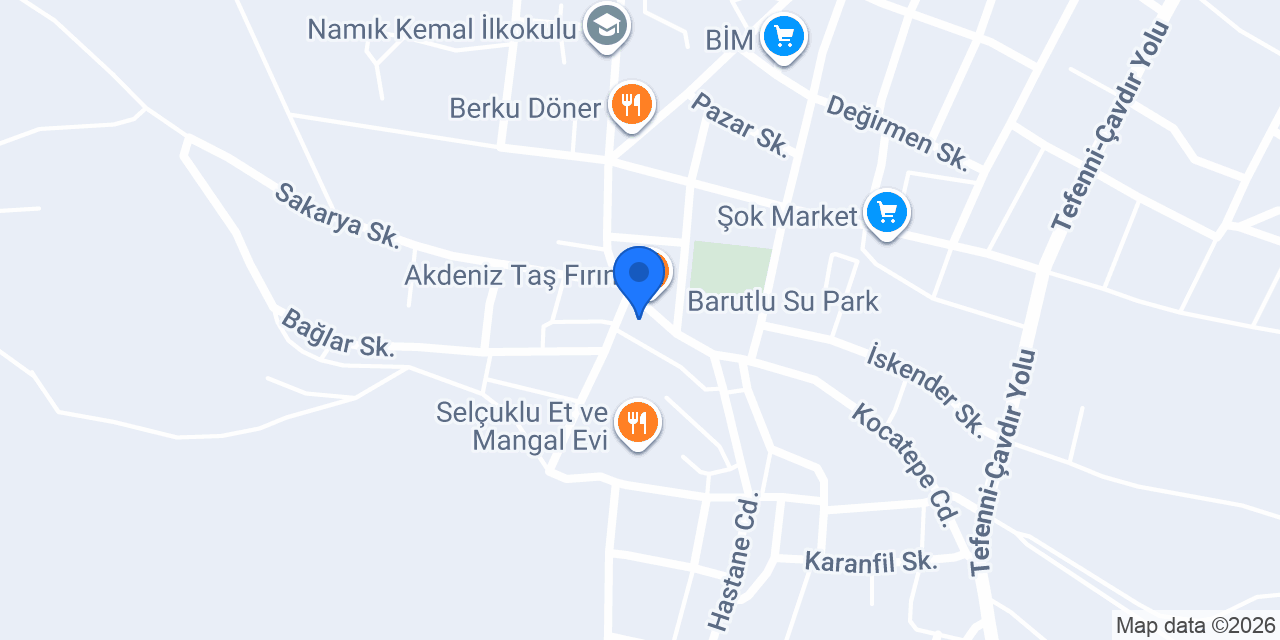 Tefenni Yıldıran Taksi konumu