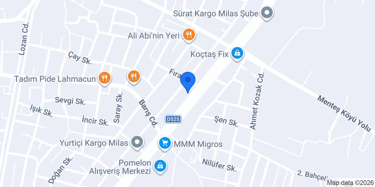 Çilek Mobilya Milas Muğla konumu
