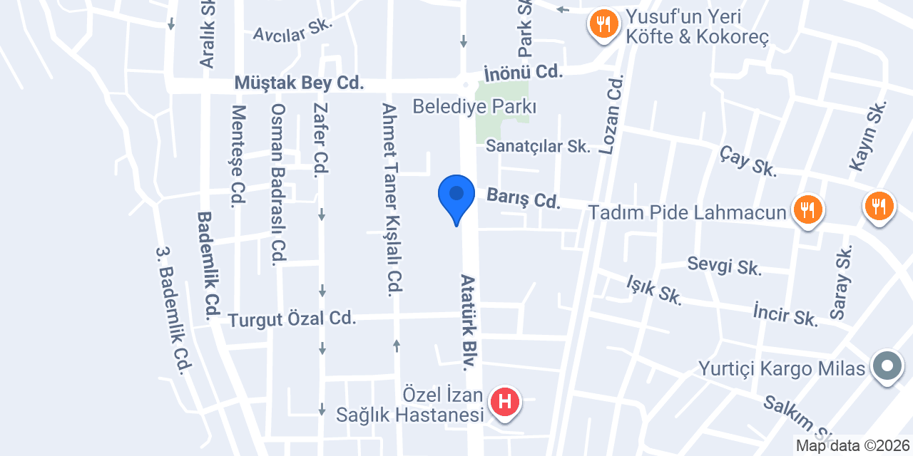 Milas Pınar Veteriner Kliniği konumu