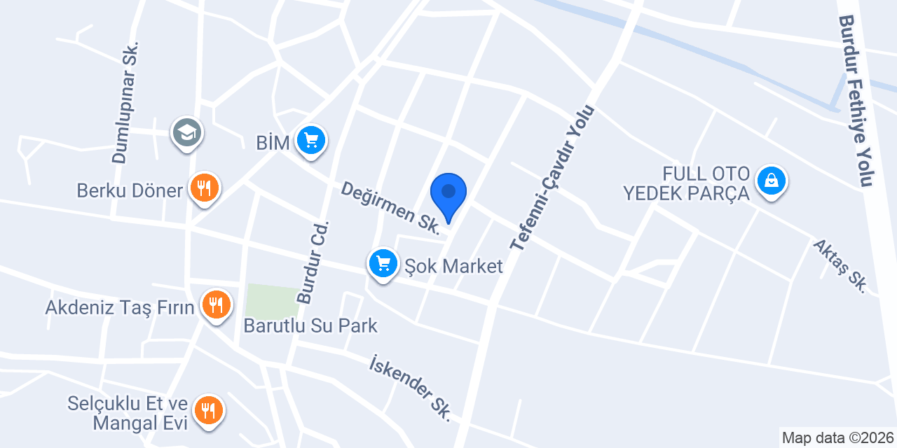 Tefenni Orman Ürünleri konumu