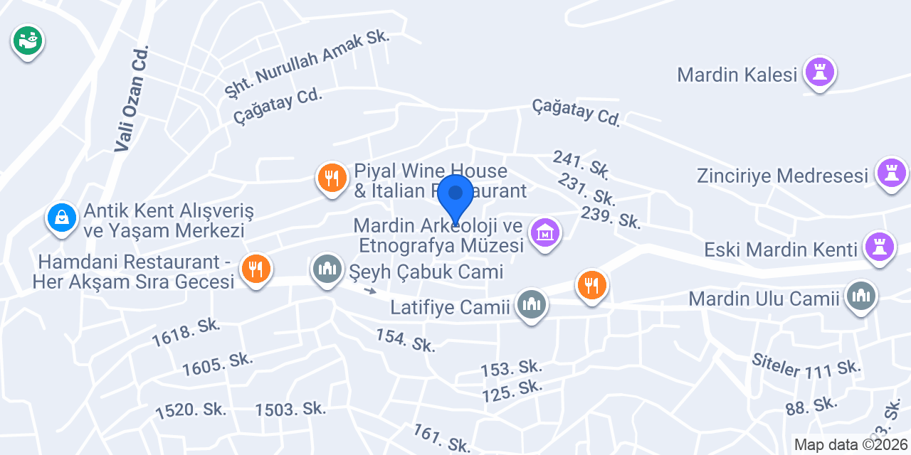 Uzak Şehir Hotel Mardin konumu