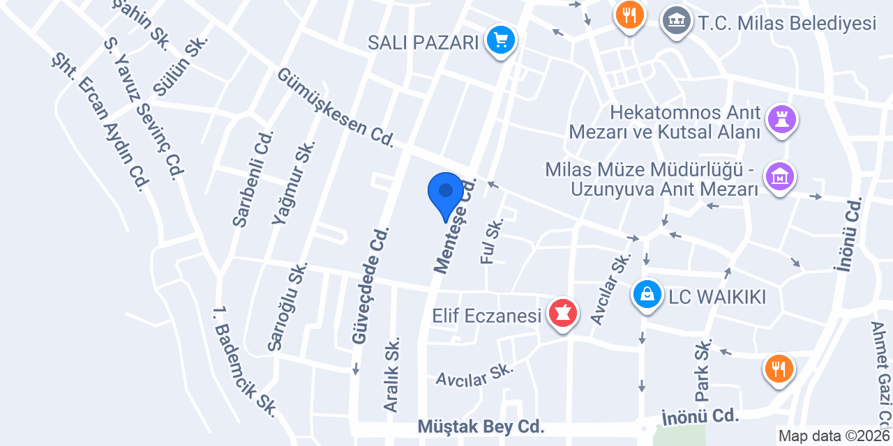 Şekerbank Milas Şubesi konumu