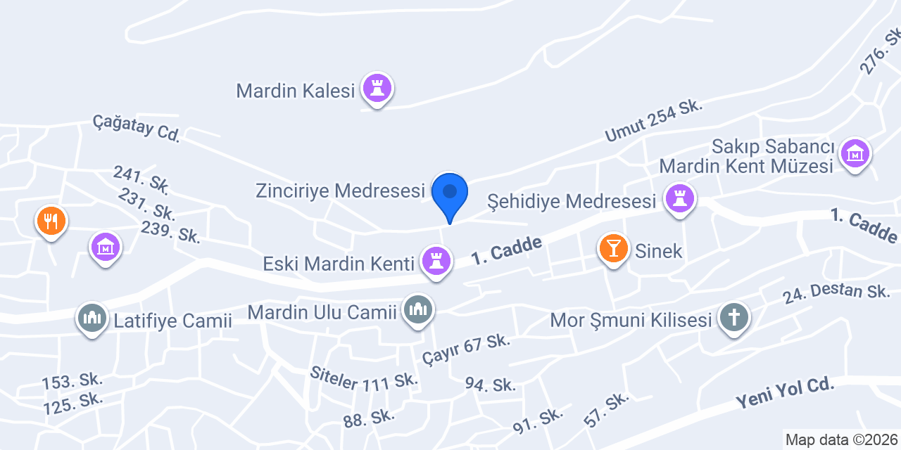 Zinciriye OTEL konumu