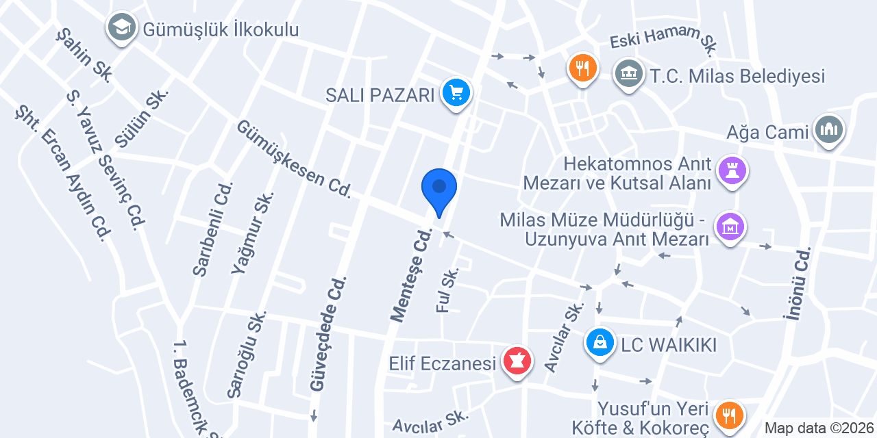 Diş hekimi Berinay Kocabaş konumu