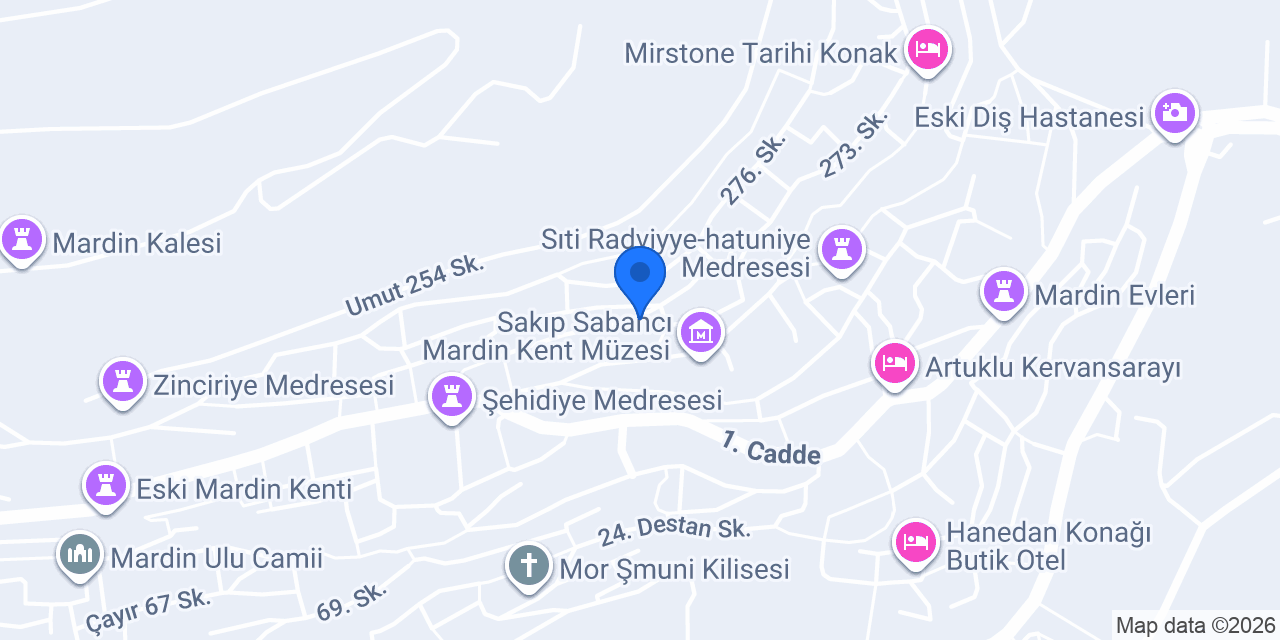 Mardin Bilgehan Konağı konumu
