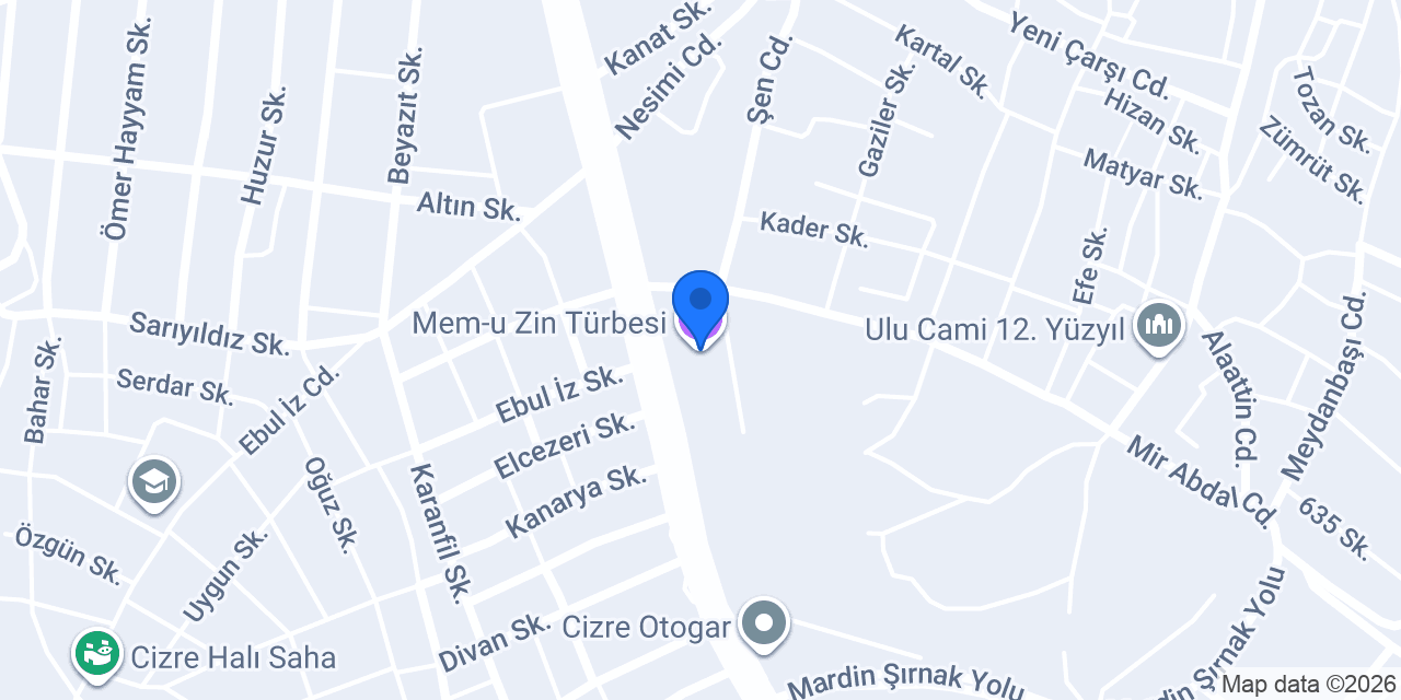 Mem-u Zin Türbesi konumu