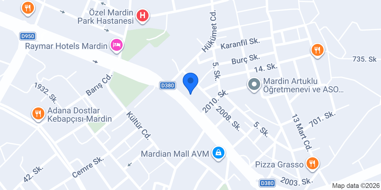 Türkiye İş Bankası Mardin Şubesi konumu