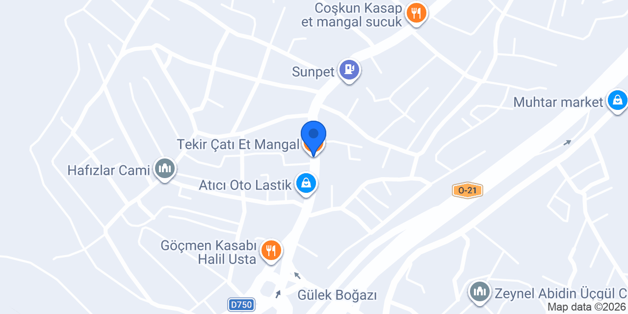 Tekir Çatı Et Mangal konumu