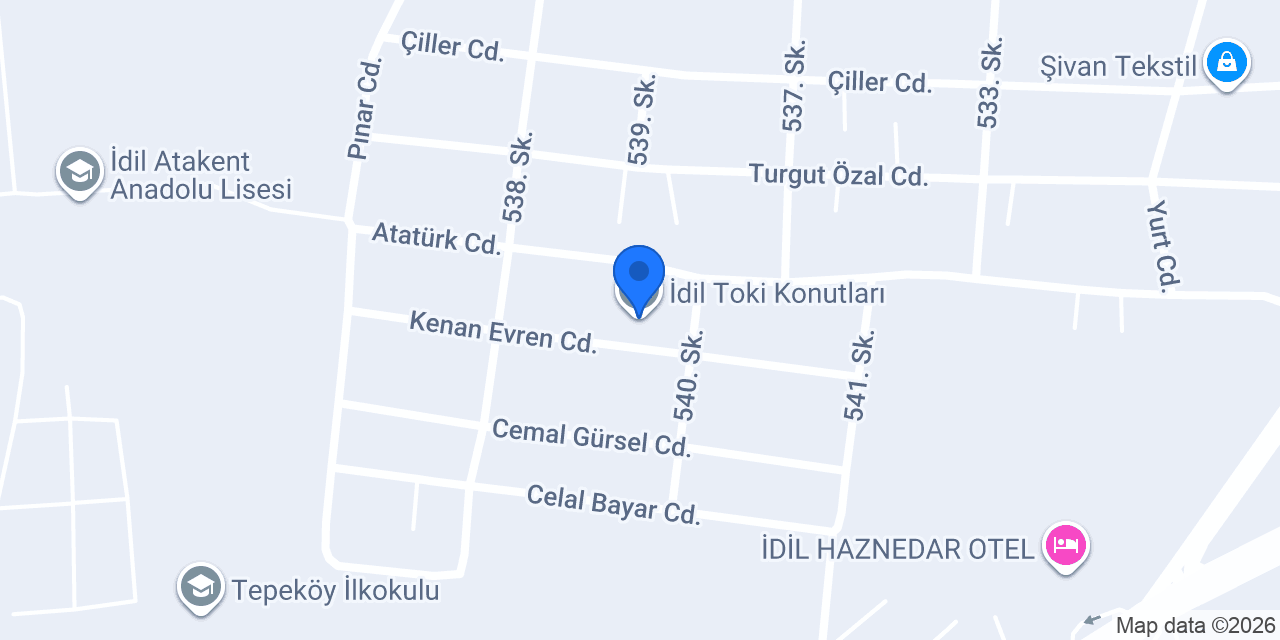 İdil Toki Konutları konumu