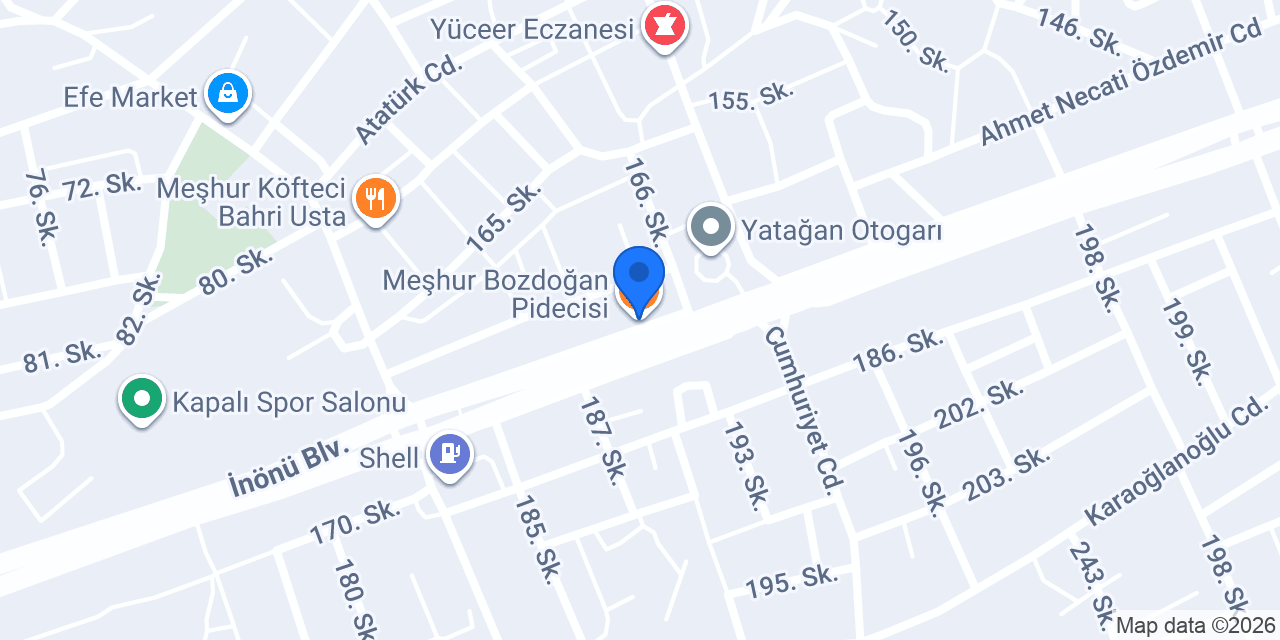 Meşhur Bozdoğan Pidecisi konumu
