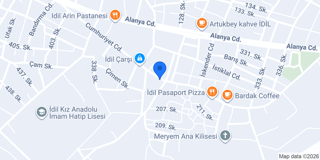 İdil Baran Döner Salonu konumu