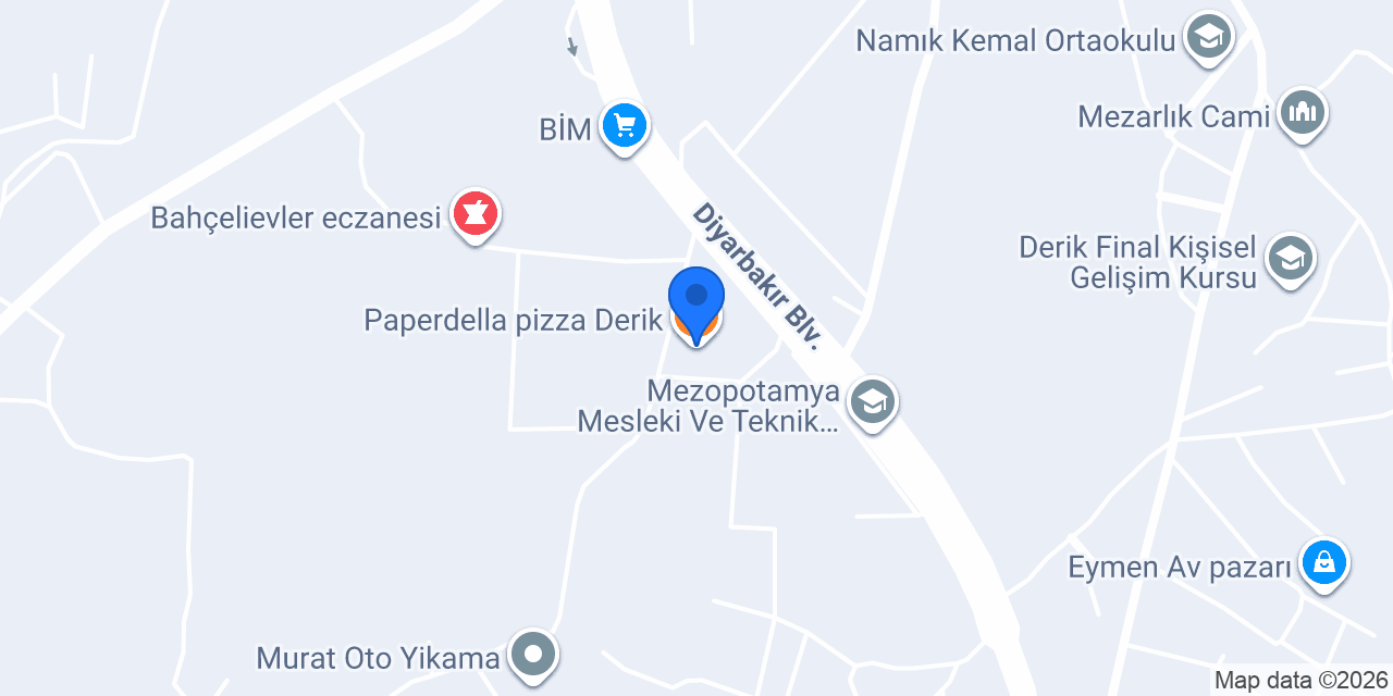 Paperdella pizza Derik konumu