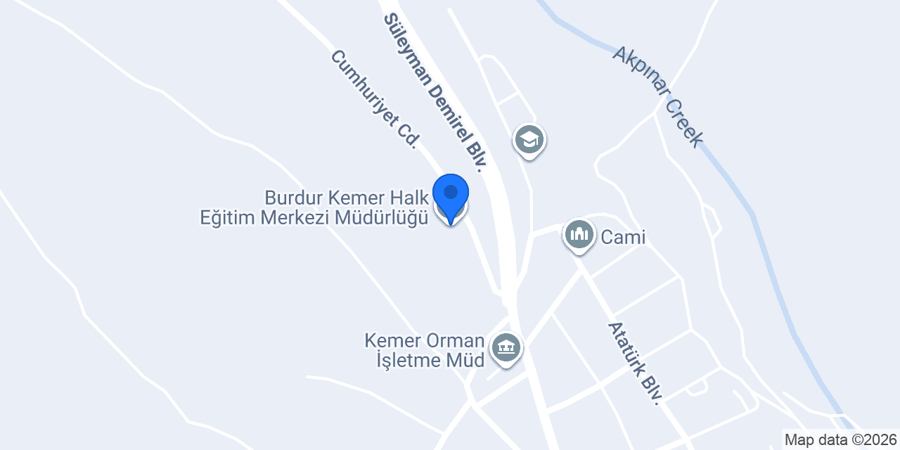 Burdur Kemer Halk Eğitim Merkezi Müdürlüğü konumu